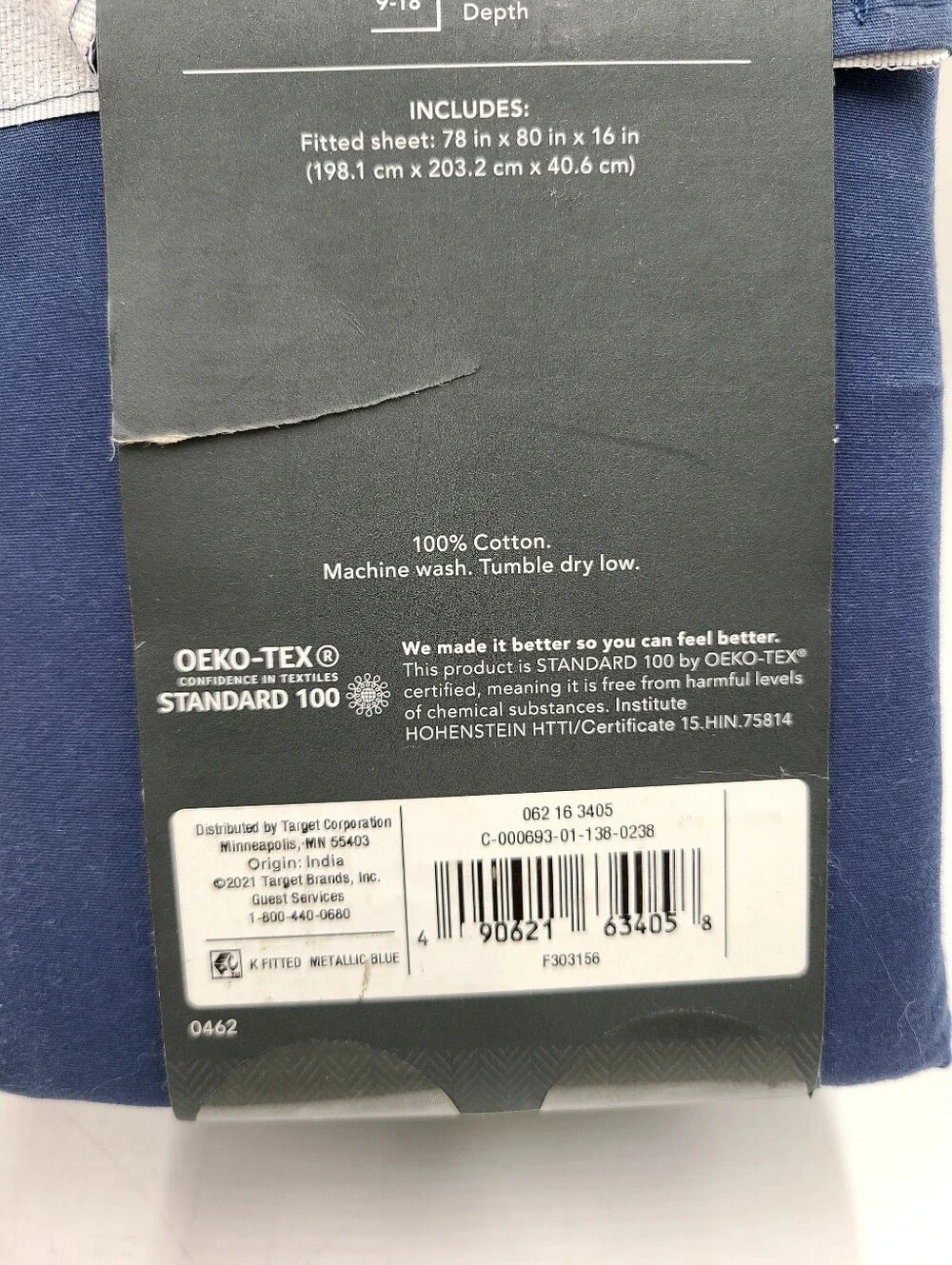 Threshold Ultra Soft Fitted Sheet 300 Thread Count - Metallic Blue King